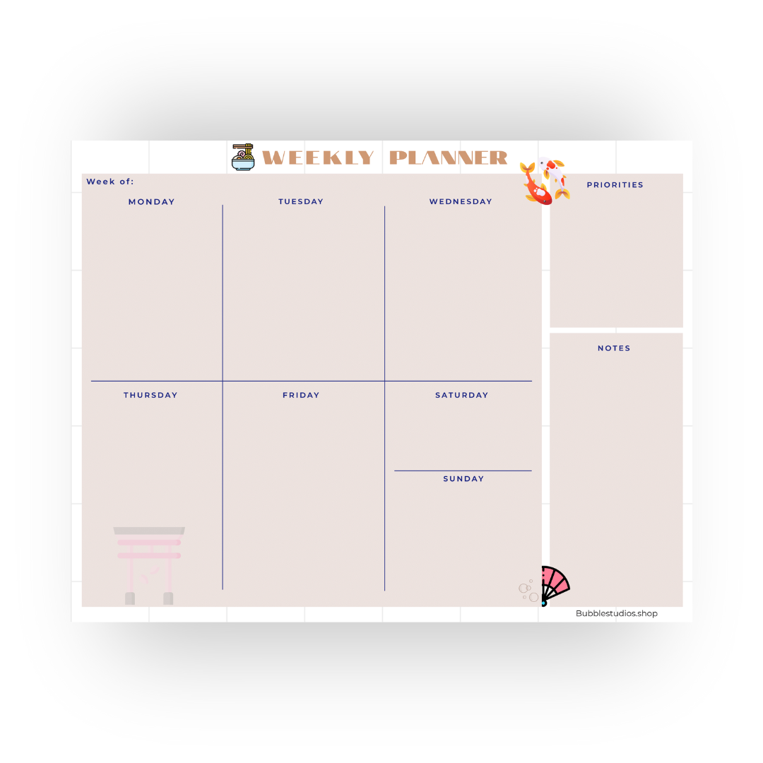 Oriental Weekly Planner Pad